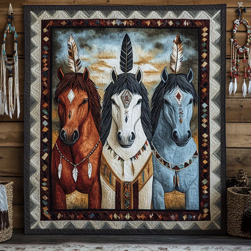 Spirit Tribe Horses Quilt Blanket