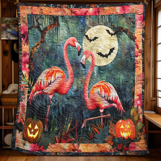 Spooky Flamingo Haven Quilt Blanket