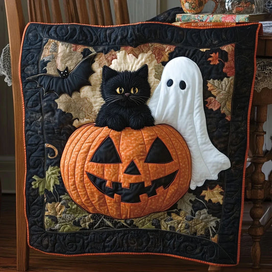 Spooky Halloween Cat Quilt Blanket
