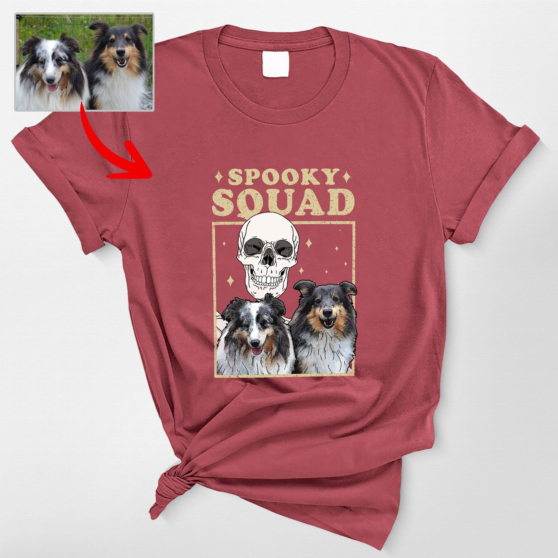 Spooky Customized Dog Portrait Premium Heavyweight, custom pet portrait gift for pet lovers (view 2)
