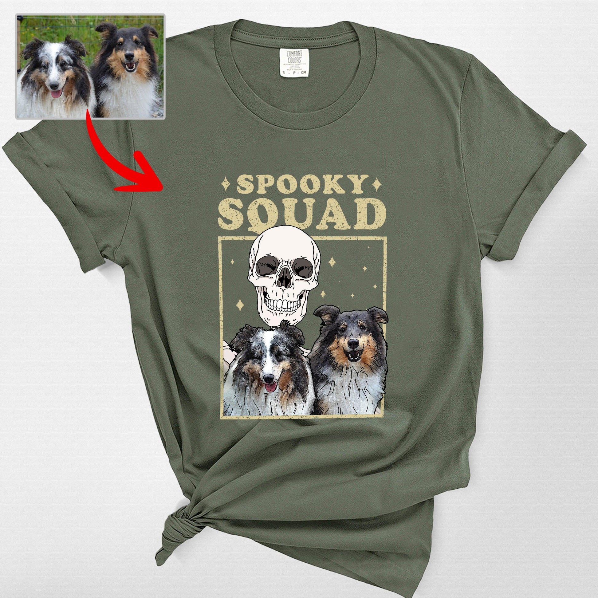 Spooky Customized Dog Portrait Premium Heavyweight, custom pet portrait gift for pet lovers (view 7)