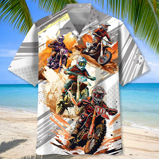 Sport Dirt Bike Racing Style Hawaiian Shirt, custom shirt gift for men