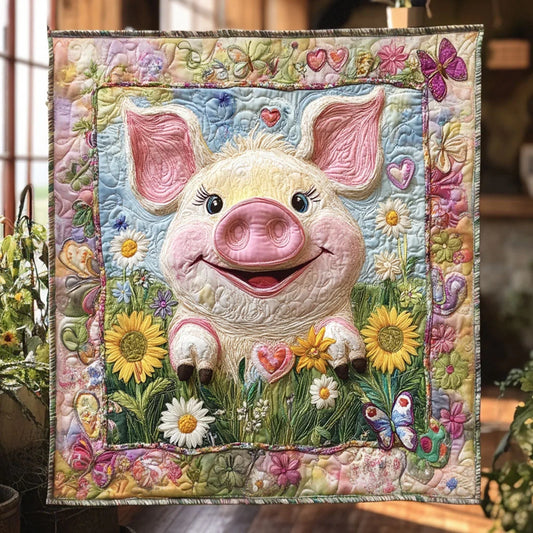 Spring Pig Quilt Blanket