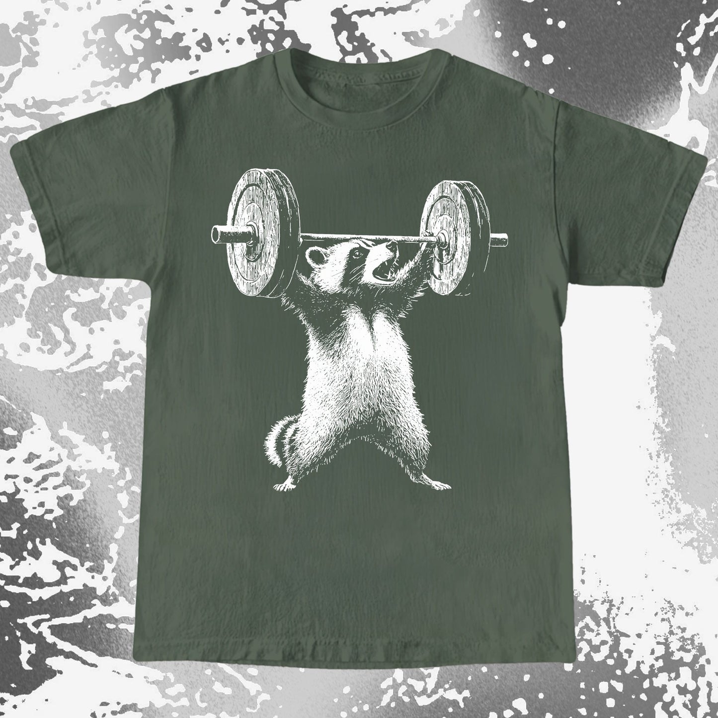Raccoon Lifting Weights Funny Gym Shirt, funny meme tee gift (view 6)