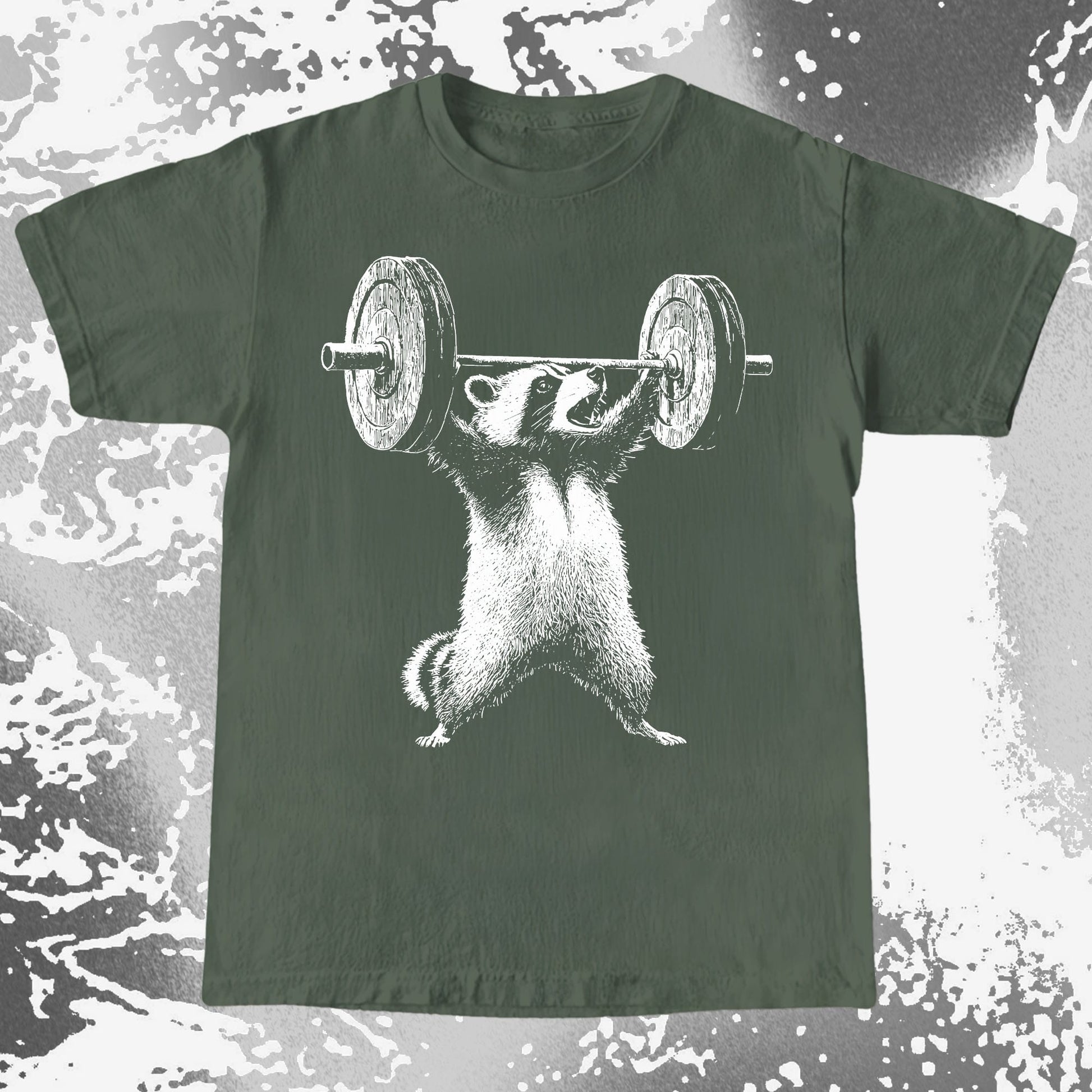 Raccoon Lifting Weights Funny Gym Shirt, funny meme tee gift (view 6)