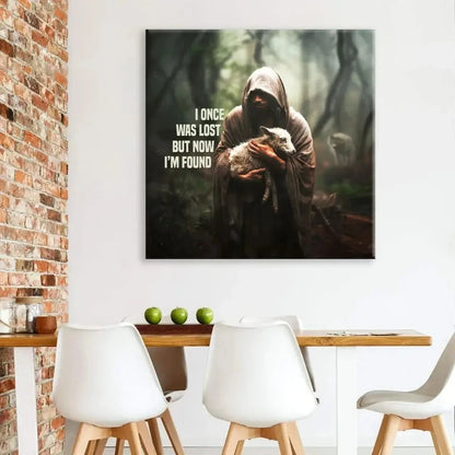 christian wall art canvas i once was lost but now i m found jesus and lost sheep picture (Landscape) (view 11)