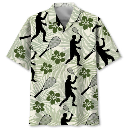 Squash Sport Hibiscus Hawaiian Shirt, custom shirt gift for men