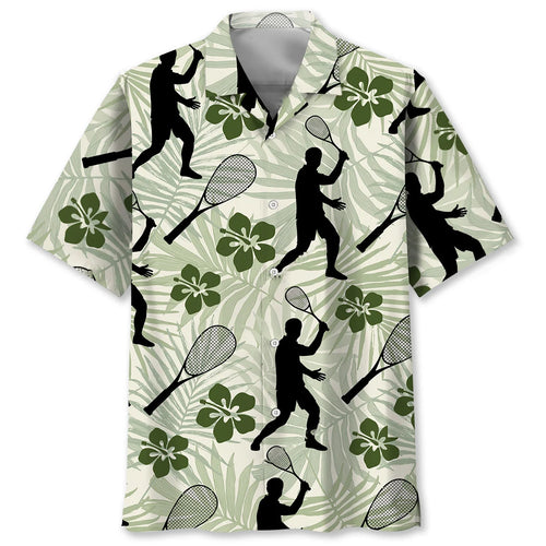 Squash Sport Hibiscus Hawaiian Shirt, custom shirt gift for men