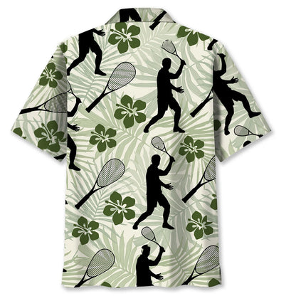 Squash Sport Hibiscus Hawaiian Shirt, custom shirt gift for men (view 3)