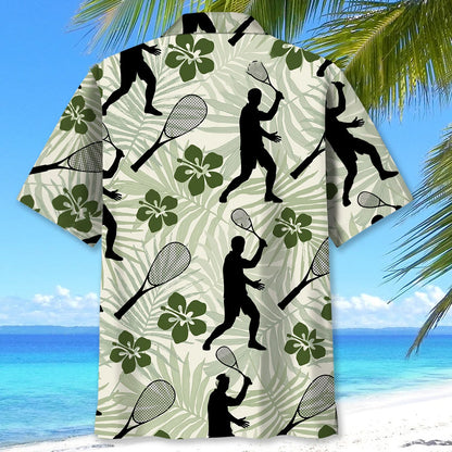 Squash Sport Hibiscus Hawaiian Shirt, custom shirt gift for men (view 4)