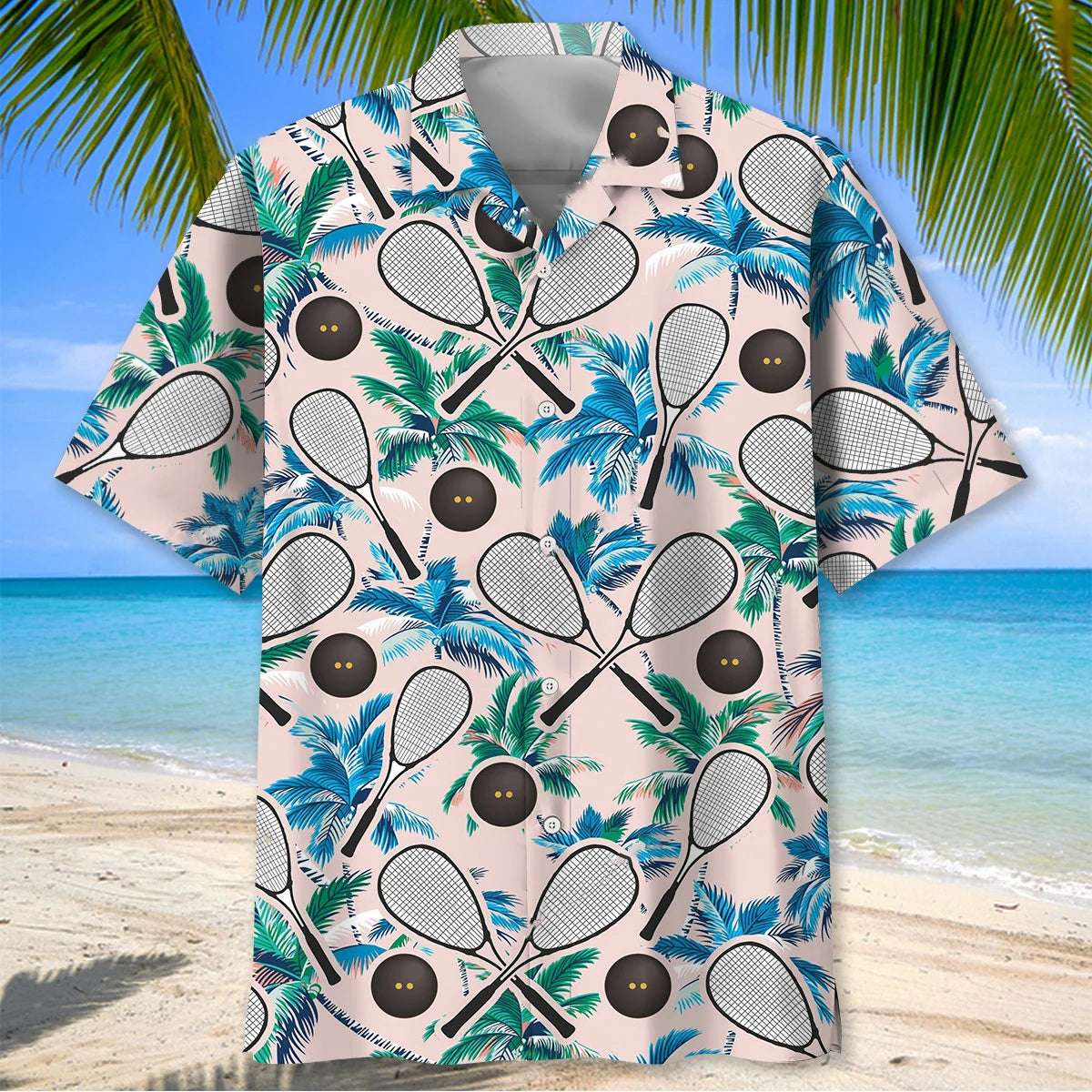 Squash Sport Tropical Palm Tree Hawaiian Shirt, custom shirt gift for men (view 2)