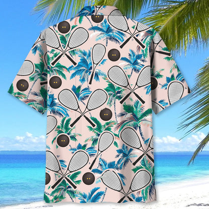 Squash Sport Tropical Palm Tree Hawaiian Shirt, custom shirt gift for men (view 3)