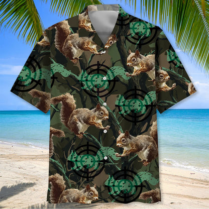 Squirrel Hunting Camouflage Hawaiian Shirt, custom shirt gift for men