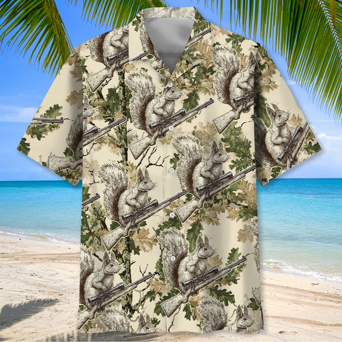 Squirrel Hunting Forest Hawaiian Shirt, custom shirt gift for men