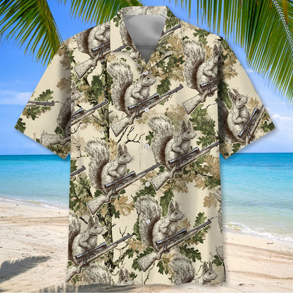 Squirrel Hunting Forest Hawaiian Shirt, custom shirt gift for men