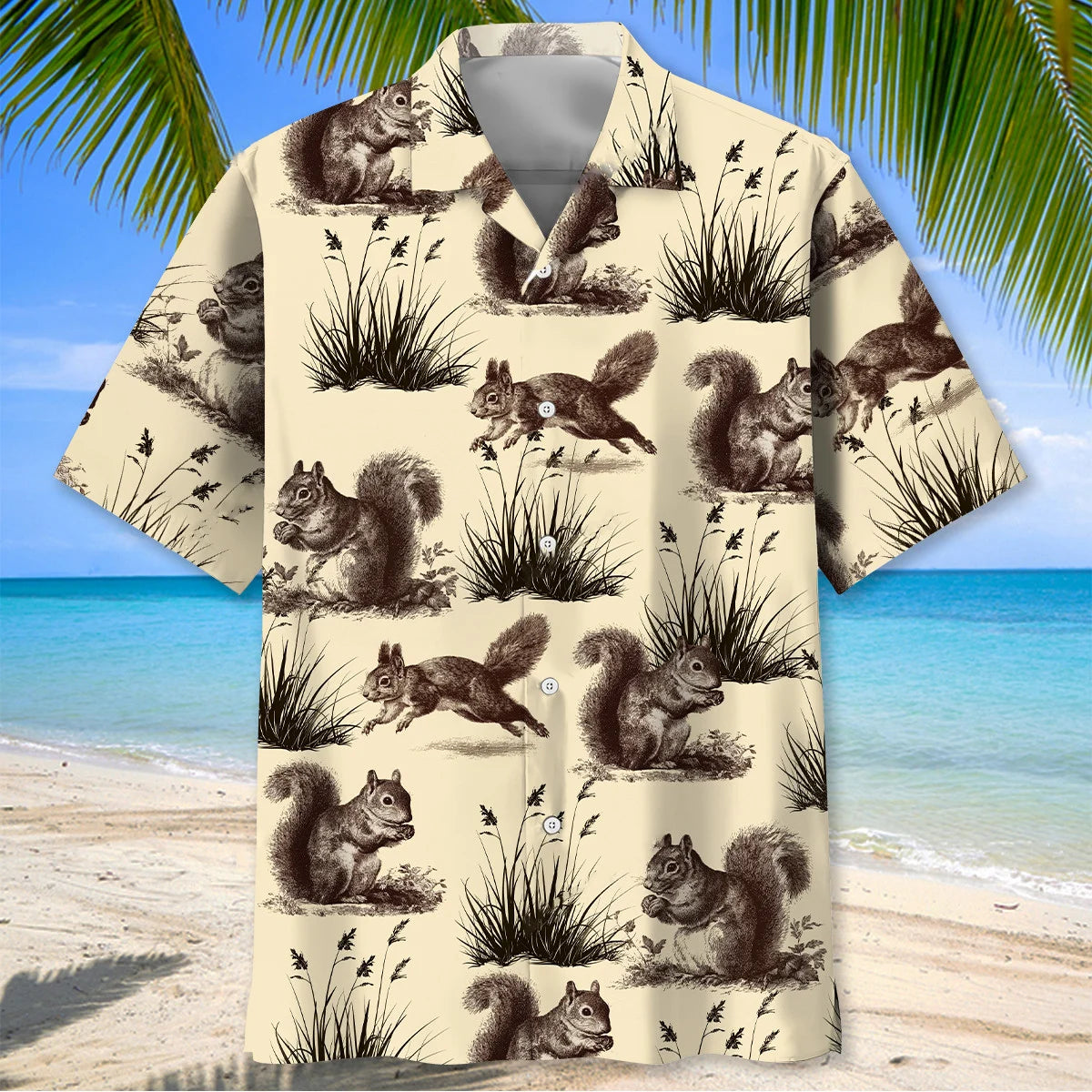 Squirrel Hunting Vintage Hawaiian Shirt, custom shirt gift for men (view 2)