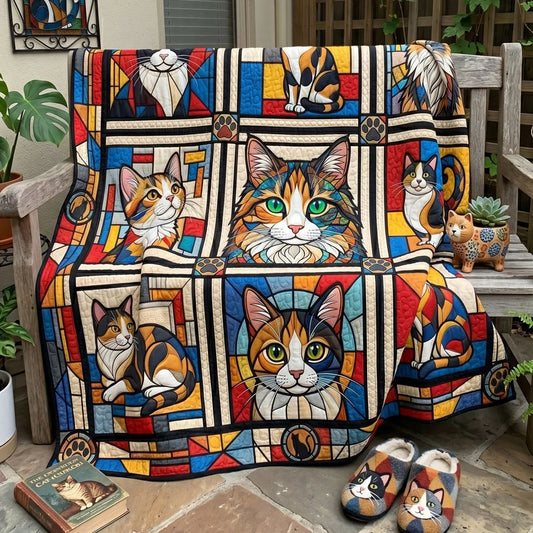 Stained Glass Cat Gallery Quilt Blanket