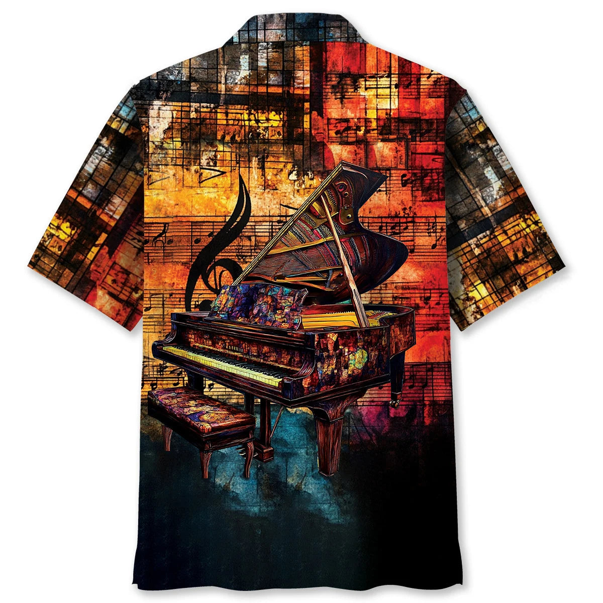 Stained Glass Grand Piano Hawaiian Shirt, custom shirt gift for men (view 2)