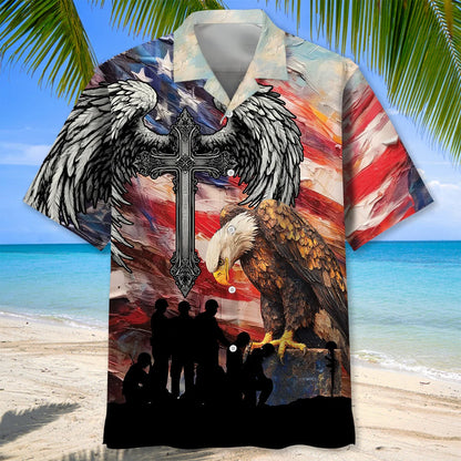 Stand for the Flag Kneel for the Cross Hawaiian Shirt, custom shirt gift for men