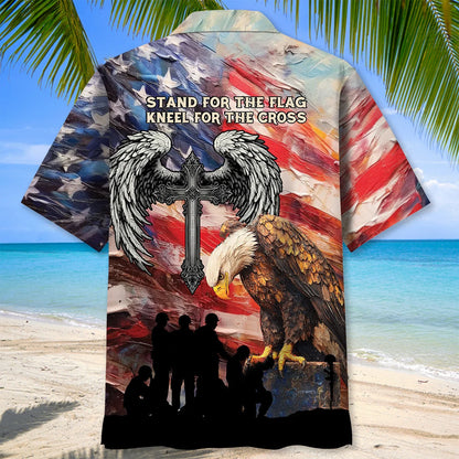 Stand for the Flag Kneel for the Cross Hawaiian Shirt, custom shirt gift for men (view 2)