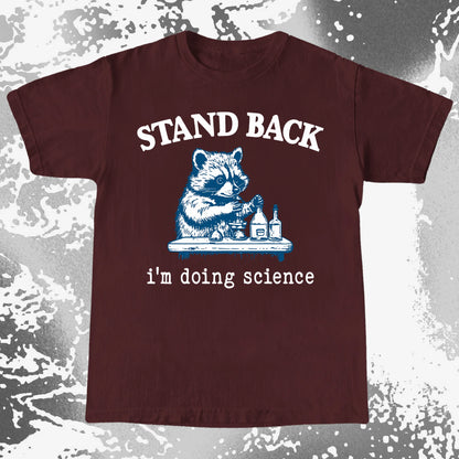 Stand Back I'm Doing Science Raccoon Shirt, funny meme tee gift (view 3)