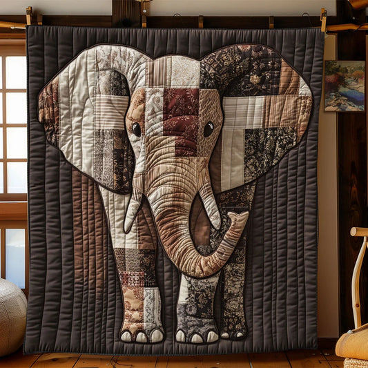 Standing Elephant Quilt Blanket