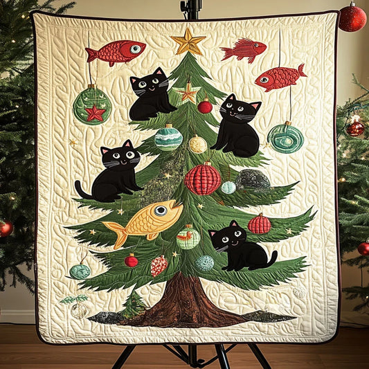 Star Tree Black Cat Quilt Blanket