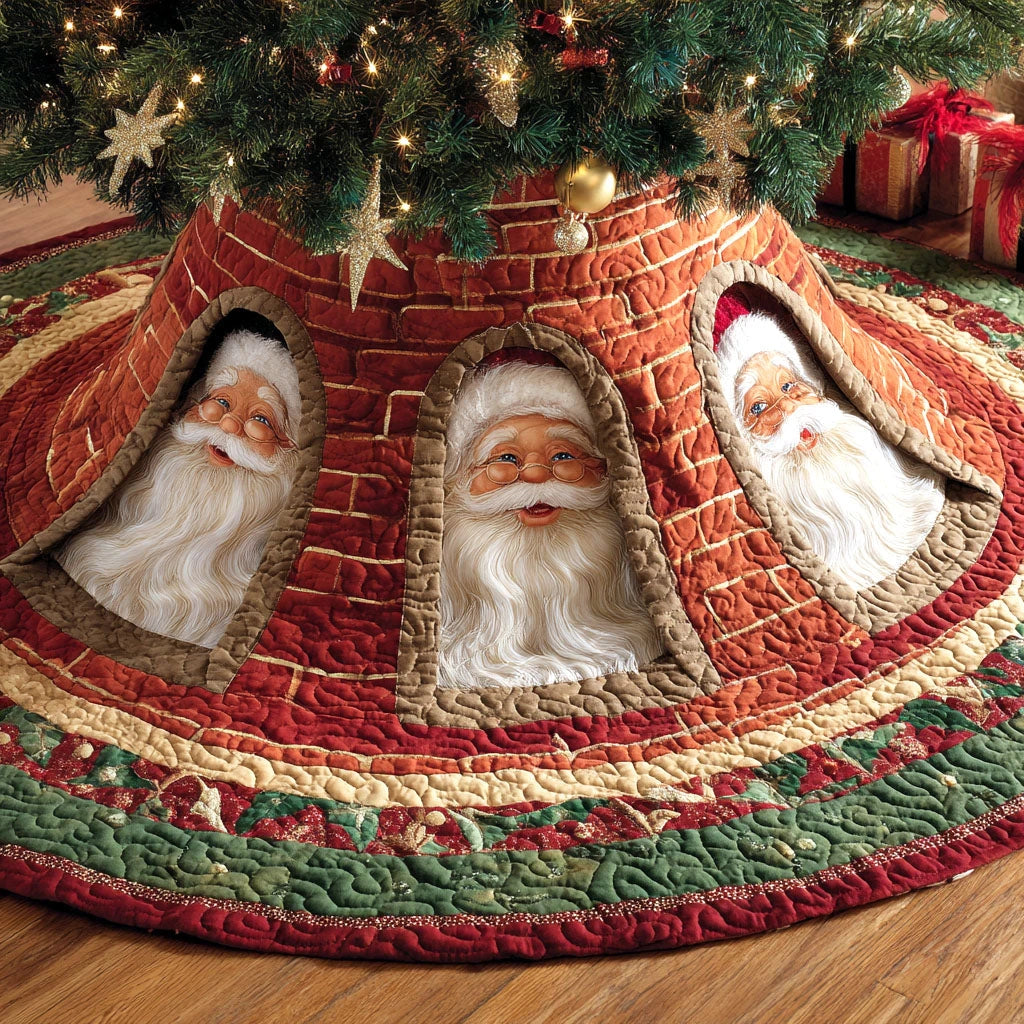 Starlight Santa Christmas Quilted Tree Skirt
