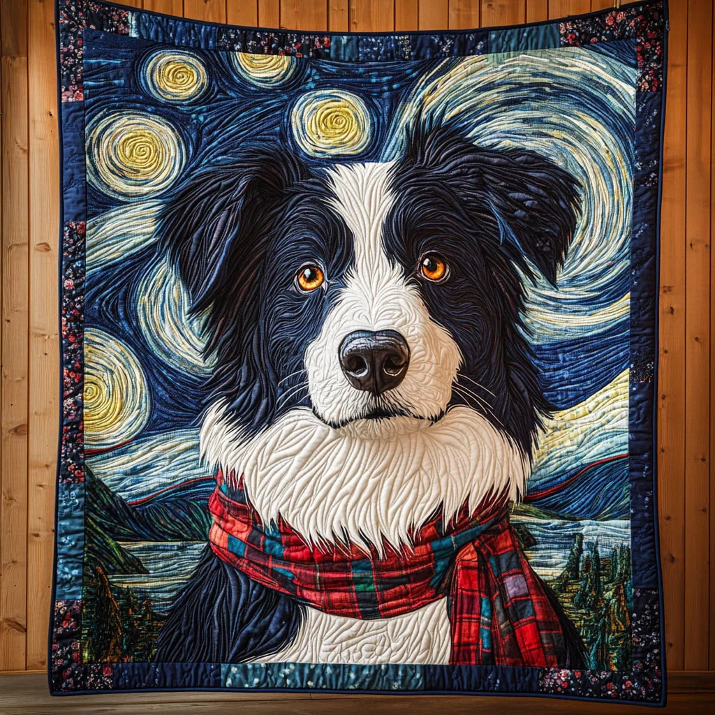 Starry Collie Quilt Blanket