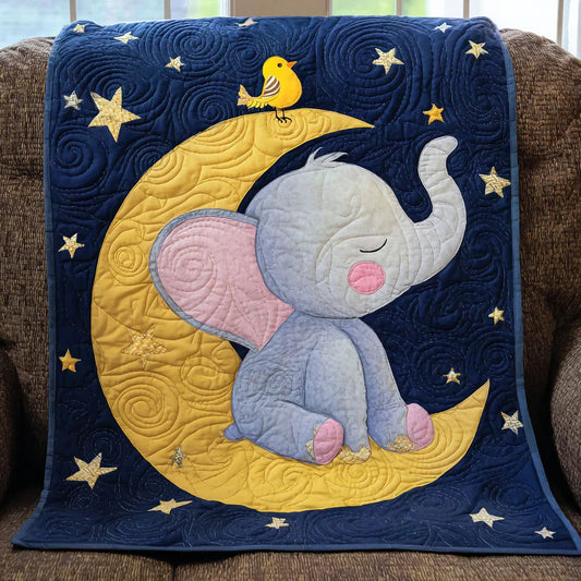 Starry Elephant Quilt Blanket - Quilted Blanket by OtterMia