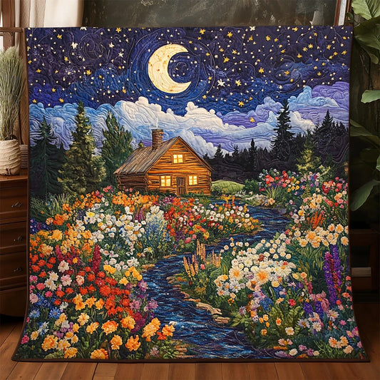 Starry Night Cottage Garden Quilt Blanket