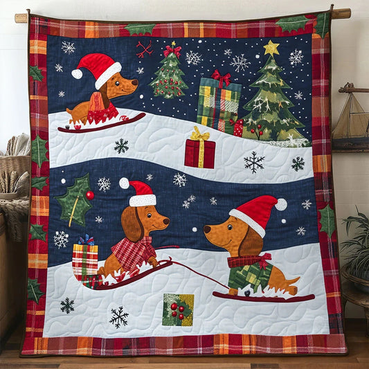 Starry Night Dachshund Quilt Blanket