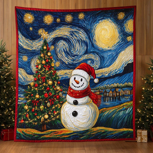 Starry Snowman Quilt Blanket