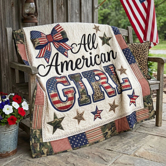 Stars And Camo Girl Quilt Blanket