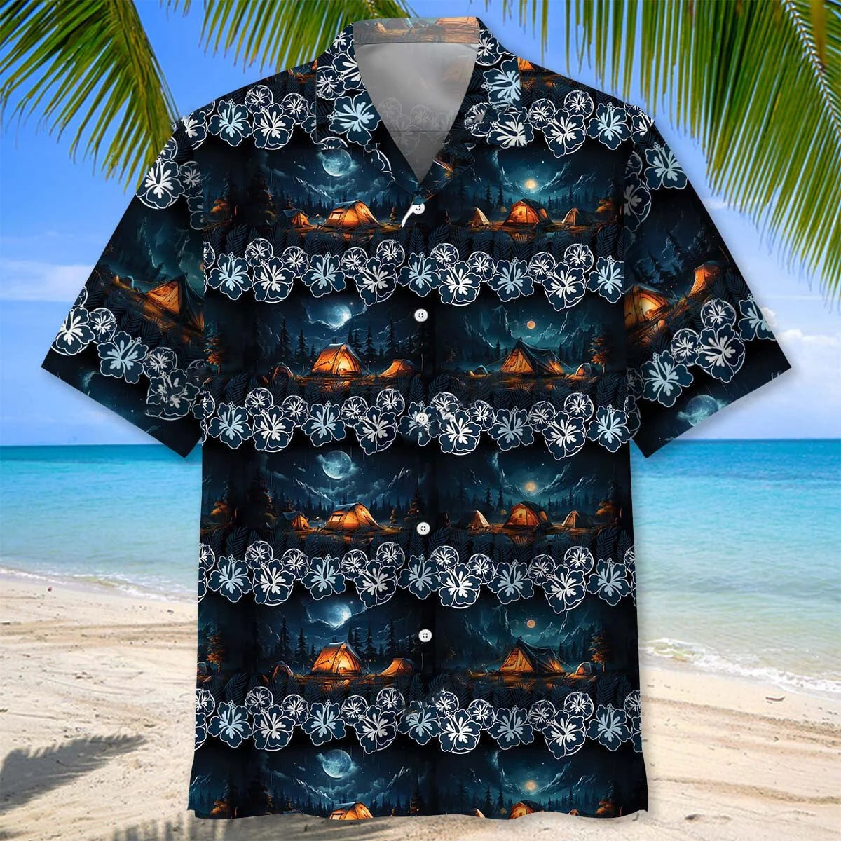 Stary Night Camping Hawaiian Shirt, camping gift for outdoor lovers