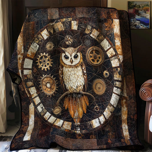 Steampunk Owl Quilt Blanket