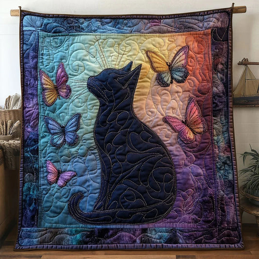 Stillness Cat Quilt Blanket