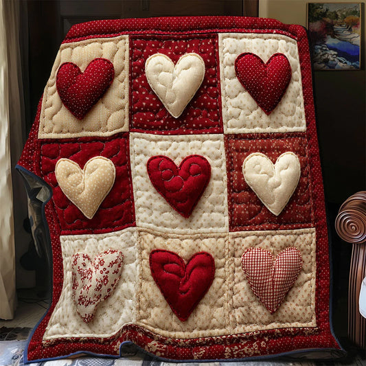 Stitched Hearts Quilt Blanket