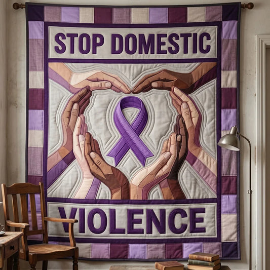 Stop Domestic Violence Quilt Blanket