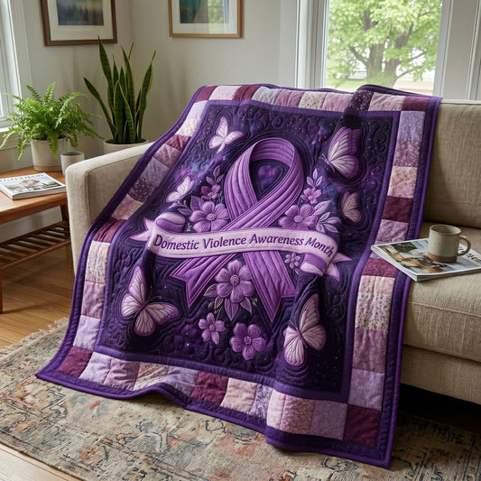 Strength & Awareness Ribbon Quilt Blanket
