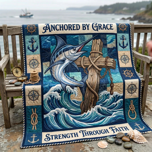 Strength Through Faith Marlin Quilt Blanket