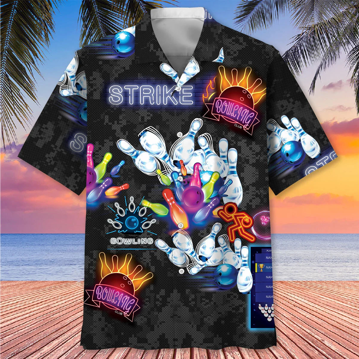 Strike Bowling Hawaiian Shirt, custom shirt gift for men (view 2)