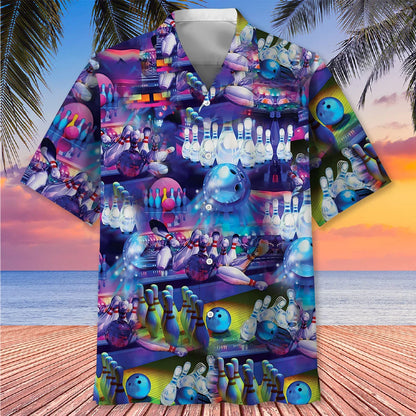 Strike Bowling Pins Hawaiian Shirt, custom shirt gift for men (view 2)