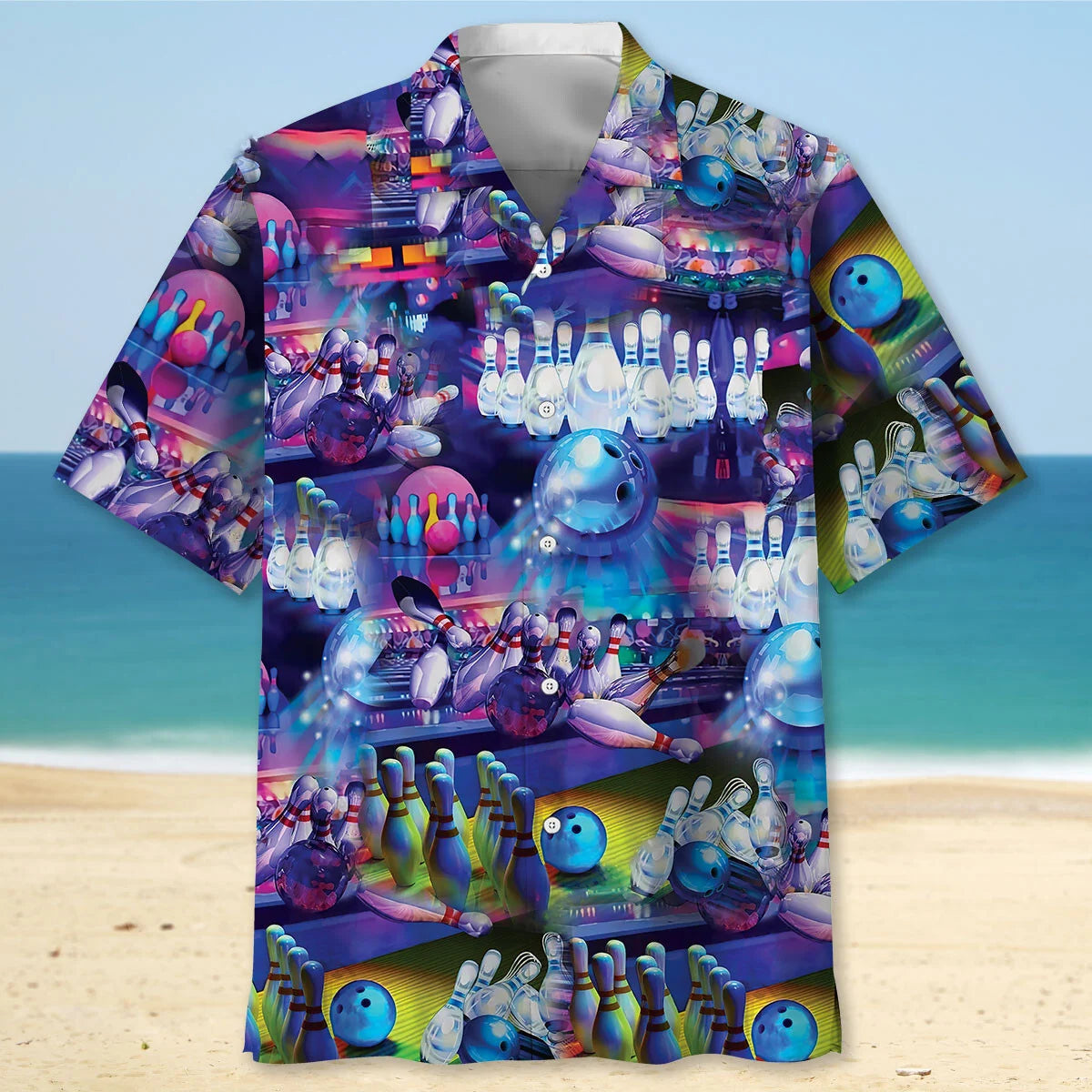 Strike Bowling Pins Hawaiian Shirt, custom shirt gift for men (view 3)