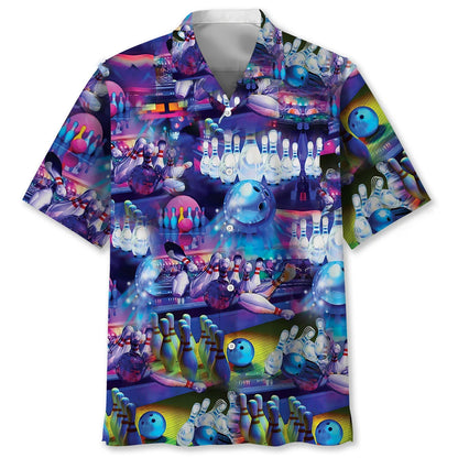 Strike Bowling Pins Hawaiian Shirt, custom shirt gift for men (view 4)