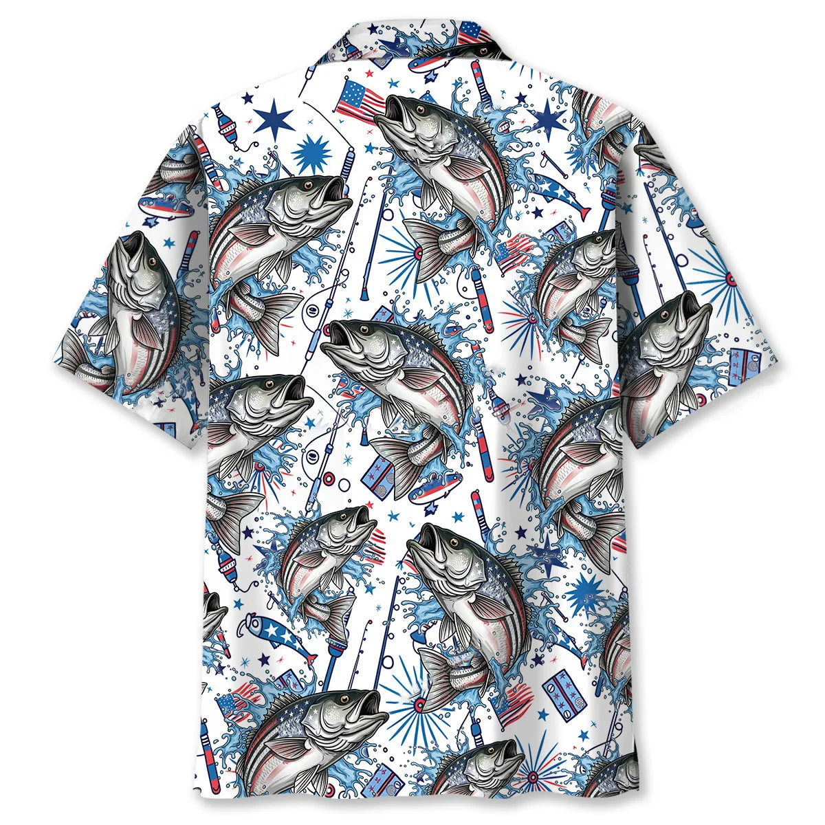 Stripe Bass America Hawaiian Shirt, custom shirt gift for men (view 4)