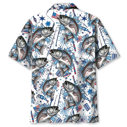 Stripe Bass America Hawaiian Shirt, custom shirt gift for men (view 4)