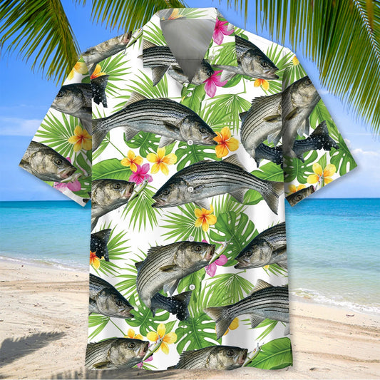 Stripe Bass Tropical Hawaiian Shirt, custom shirt gift for men