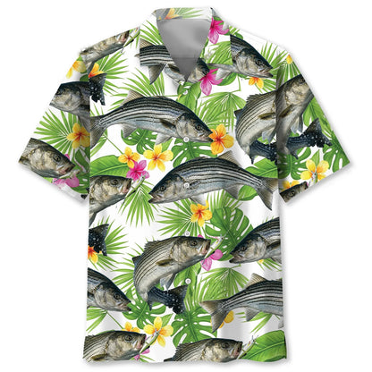 Stripe Bass Tropical Hawaiian Shirt, custom shirt gift for men (view 2)