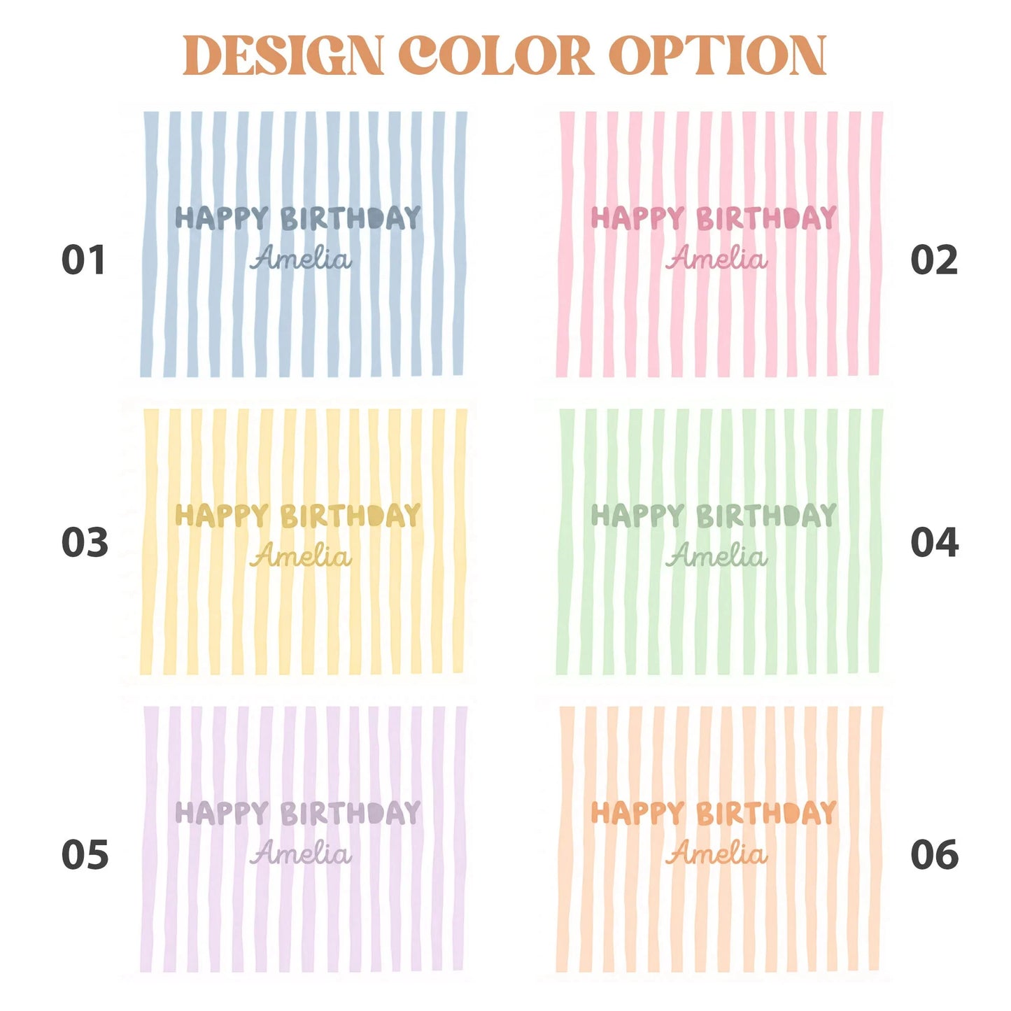 Striped Birthday Banner Personalized Custom Name Birthday Backdrop Neutral Party Photo Banner, personalized birthday backdrop